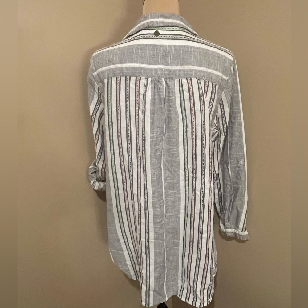 Soft Surroundings Brookhaven Aruba Striped Tunic Vibrant Embroidery, size Large - Picture 3 of 9